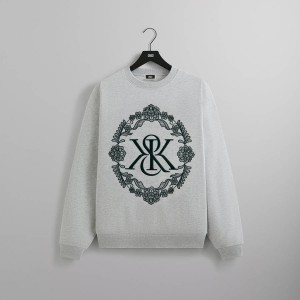 Light Grey Men Kith Floral Lace Nelson Crewneck Sweatshirts | 9462-QTYUD
