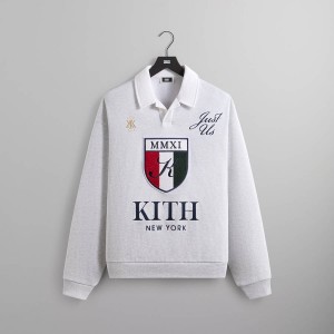 Light Grey Men Kith Nelson Collared Pullover Shirts | 1780-BQSOA