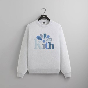 Light Grey Men Kith Serif Applique Nelson Crewneck Sweatshirts | 7451-NVCPZ
