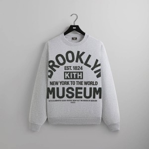 Light Grey Men Kith for the Brooklyn Museum Collegiate Nelson Crewneck Sweatshirts | 3694-YHSNG