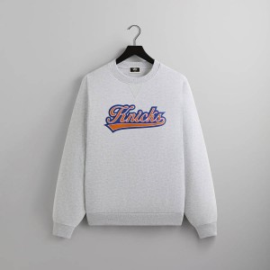 Light Grey Men Kith for the New York Knicks Script Vintage Nelson Crewneck Sweatshirts | 1937-XTDCW