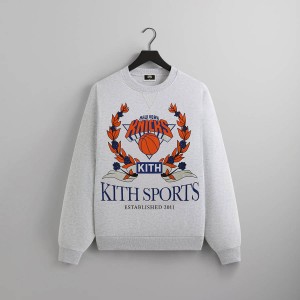 Light Grey Men Kith for the New York Knicks Laurel Vintage Nelson Crewneck Sweatshirts | 7431-VYMPG