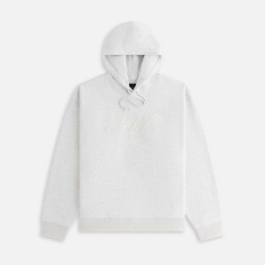 Light Grey Women Kith Maverick Script Hoodie | 3486-SMEFG