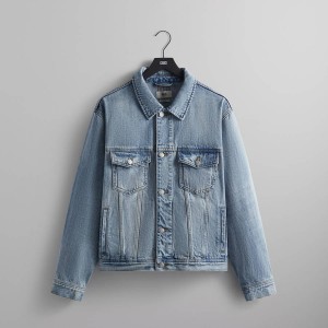 Light Indigo Men Kith Centre Denim Jackets | 6281-NWRQX