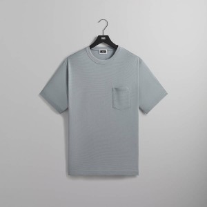 Light Indigo Men Kith Pointelle Mesh Leonard Pocket T-Shirt | 4216-SGUFP
