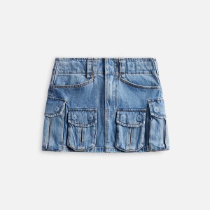Light Indigo Women Kith T by Alexander Wang Cargo Pocket Skirts | 7560-OYSQX