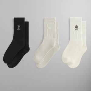 Multicolor Men Kith 3-Pack Crest Crew Socks | 1750-FVAQZ