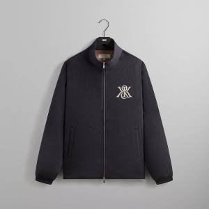 Navy Men Kith Bonded Microsuede Ali Track Jackets | 0248-IZUFM