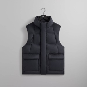 Navy Men Kith Bonded Microsuede Midi Vest | 4092-QGJKT