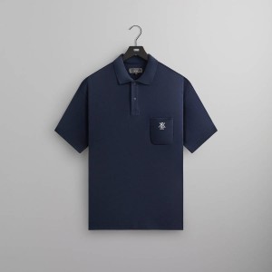 Navy Men Kith Ethan Pique Polo Shirts | 7019-JWOZK