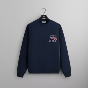 Navy Men Kith Flight Logo Nelson Crewneck Sweatshirts | 4527-LEHDM