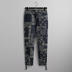Navy Men Kith Flocked Deconstructed Bandana Mercer 8 Pants | 7503-XBZYQ