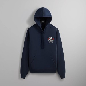 Navy Men Kith KandK Beaded Nelson Hoodie Sweatshirts | 0174-CWNKZ