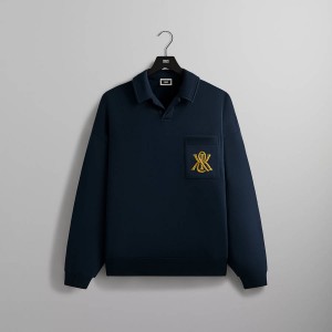 Navy Men Kith KandK Nelson Collared Rugby Shirts | 1950-WFDQX