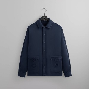 Navy Men Kith Long Sleeve Boxy Collared Shirts | 3819-WSEQJ