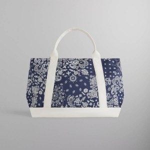 Navy Men Kith Paisley Flocked Nylon Tote Bags | 5461-KGFNB