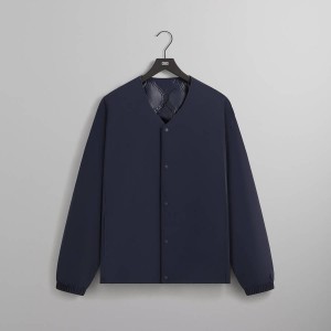 Navy Men Kith Sueded Tech Winfield Quilted Liner Jackets | 4073-QGVLT