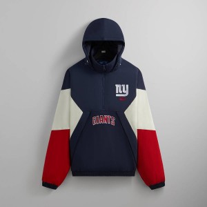 Navy Men Kith and '47 for the NFL: Giants Quarter Zip Anorak With Hood Jackets | 7236-CIVDX
