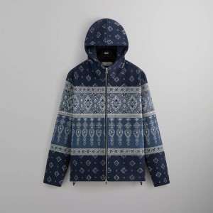 Navy Men Kith and Kin Branden Tapestry Full Zip Hoodie | 9480-BQKLT