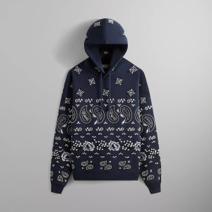 Navy Men Kith and Kin Paisley Floral Williams III Hoodie Sweatshirts | 3157-TQFPJ