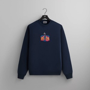 Navy Men Kith for Sesame Street Super Grover Nelson Crewneck Sweatshirts | 9830-YWUVK