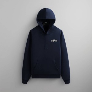 Navy Men Kith for the Brooklyn Museum Serif Hoodie Sweatshirts | 4356-XZFHJ