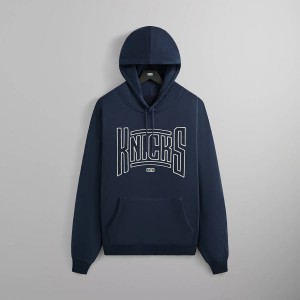 Navy Men Kith for the New York Knicks Arched Vintage Nelson Hoodie Sweatshirts | 6582-HIUAG