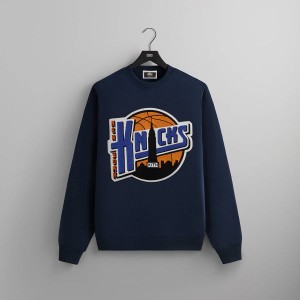 Navy Men Kith for the New York Knicks City Vintage Nelson Crewneck Sweatshirts | 6149-VBRNU