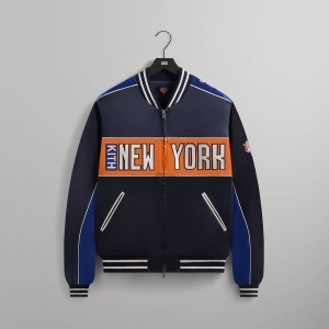 Navy Men Kith for the New York Knicks Souvenir Jackets | 6239-VBLIP
