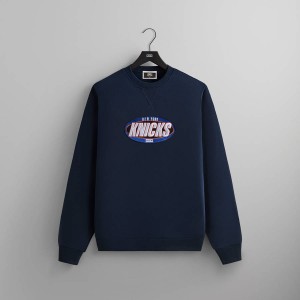 Navy Men Kith for the New York Knicks Y2K Vintage Nelson Crewneck Sweatshirts | 5148-UIZEY