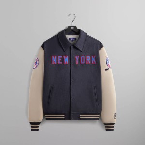 Navy Men Kith for the New York Rangers Faux Suede Lamont Coaches Jackets | 2513-TNISQ