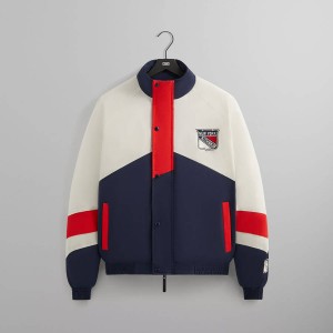 Navy Men Kith for the New York Rangers Nylon Padded Jackets | 0681-ICDZX