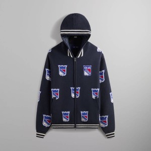 Navy Men Kith for the New York Rangers Wyona Full Zip With Hood Hoodie | 7358-YEBHZ
