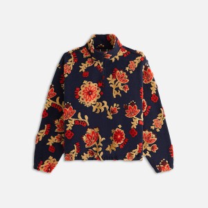 Navy Women Kith Hunter III Paisley Sherpa 1/4 Zip Sweatshirts | 6450-UQFHC
