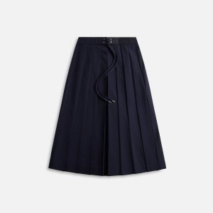 Navy Women Kith Moncler Wool Blend Pleated Midi Skirts | 1395-GKPSN