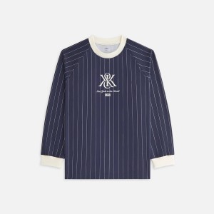 Navy Women Kith Ridley Crest Tech Long Sleeve Shirts | 6391-NOURZ