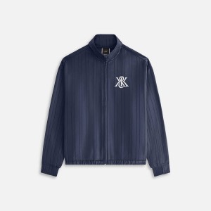 Navy Women Kith Wrenley Satin Crest Track Jackets | 3519-BFZDJ