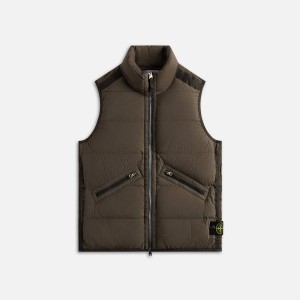 Olive Men Kith Stone Island Real Down Vest | 1793-HLBDU