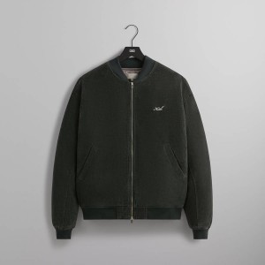 Olive Men Kith Washed Corduroy Avery Bomber Jackets | 0247-HIGSE