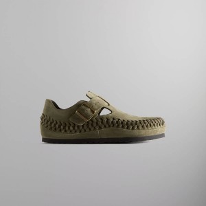 Olive Men Kith for Birkenstock London Braided Shearling Sandals | 8132-RWLAO