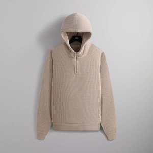 Pink Men Kith Bonded Waffle Coleman Quarter Zip Hoodie Sweatshirts | 1864-PIUSK
