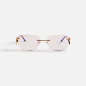 Pink Men Kith Vintage Frames Flamingo 24Kt Yellow Gold Sunglasses | 5302-XFZEV