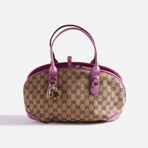 Pink Women Kith WGACA Gucci Canvas Heart Bit Hand Bags | 0189-STBMJ