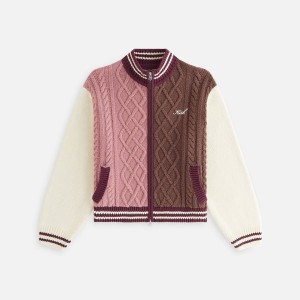 Pink Women Kith Wyler Blocked Full Zip Sweater Jackets | 6023-QHXWL