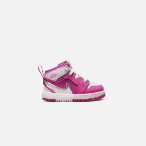 Pink / White Kids' Kith Nike TD Air Jordan 1 Mid RM Easyon Sneakers | 0418-GQPKZ
