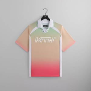 Pink / White Men Kith Gradient Edison Jersey T-Shirt | 6081-CEFAU