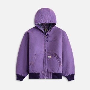Purple Men Kith Needles Zipped Work Hoodie 11oz Cotton Oxford Jackets | 1023-HGEPD