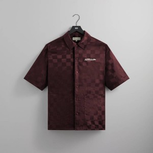 Red Men Kith Checkered Satin Reade Shirts | 5270-KBOWQ