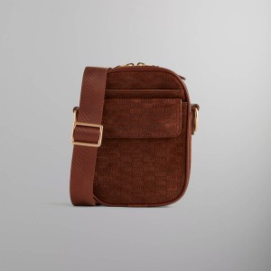 Red Men Kith Monogram Suede Utility Pouch Crossbody Bags | 3149-NFRIE