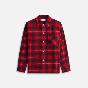 Red Men Kith Tekla Plaid Long Sleeve Flannel Shirts | 0914-XJYNI